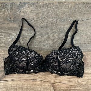 Black Lace Bra with Nude Lining